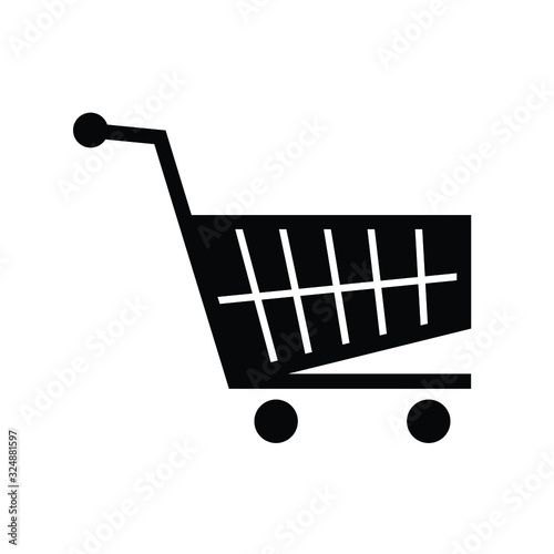 shopping cart illustration, web icon, flat style