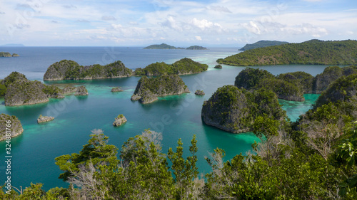 heavenly and remote islands. Piaynemo Lagoon, Fam Archipelago, North Raja Ampat, one of the most beautiful and pristine lagoon in Indonesia © MF1688