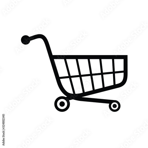 shopping cart illustration, web icon, flat style