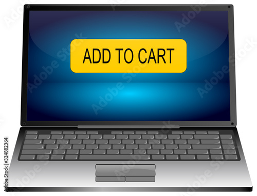 Laptop computer with Add to cart button - 3D illustration © wwwebmeister