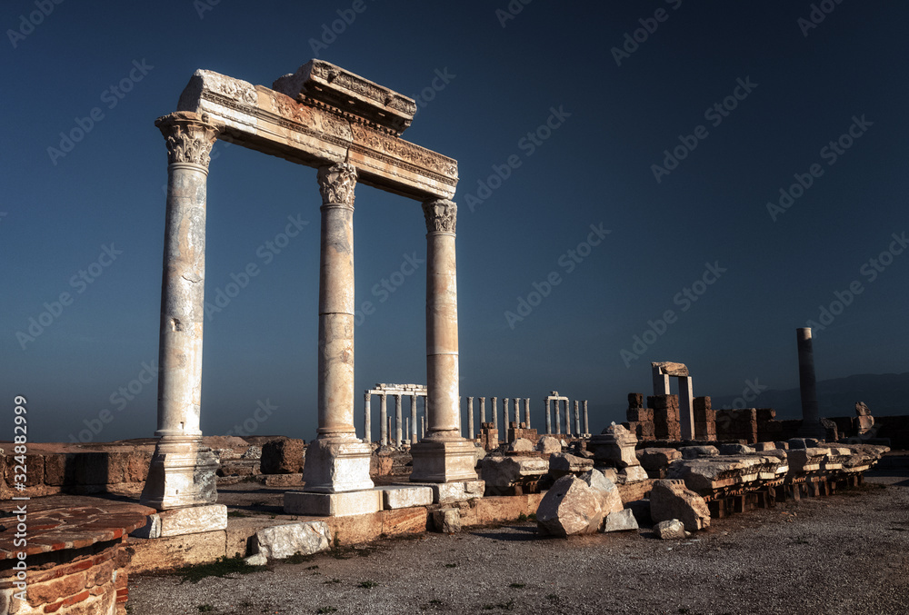 Laodocia Turkey ruins columns white summer sun Greece antiquity