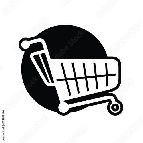 shopping cart illustration, web icon, flat style