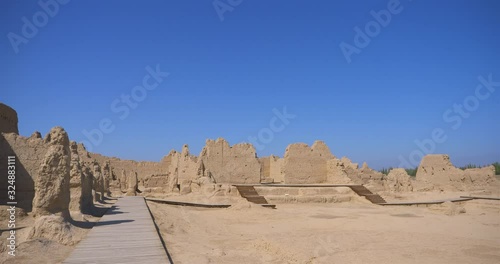 Landscape view of the Ruins of Jiaohe in Xinjiang Province China.