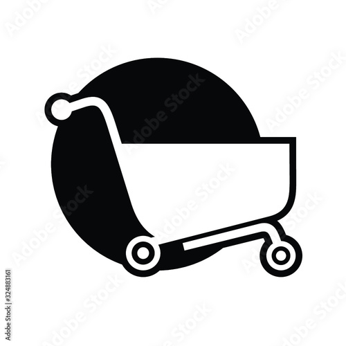shopping cart illustration, web icon, flat style