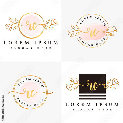 Initial rc feminine logo collections template premium vector
