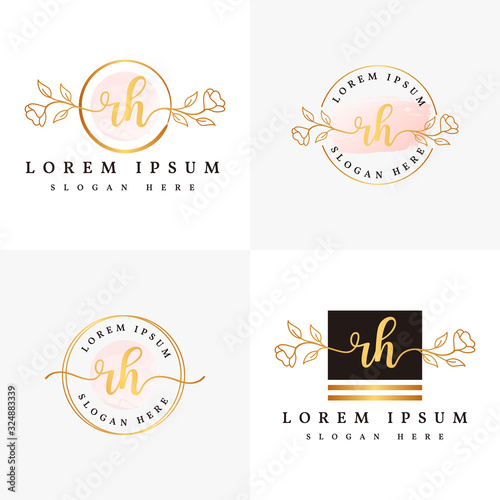Initial rh feminine logo collections template premium vector