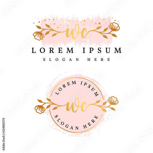 Initial wc feminine logo collections template premium vector