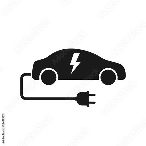 Modern icon with electro car. Isolated vector illustration flat