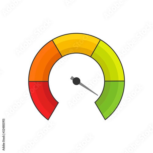 Flat speedometer simple vector. Web isolated illustration