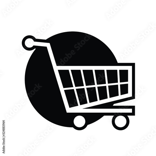 shopping cart illustration, web icon, flat style