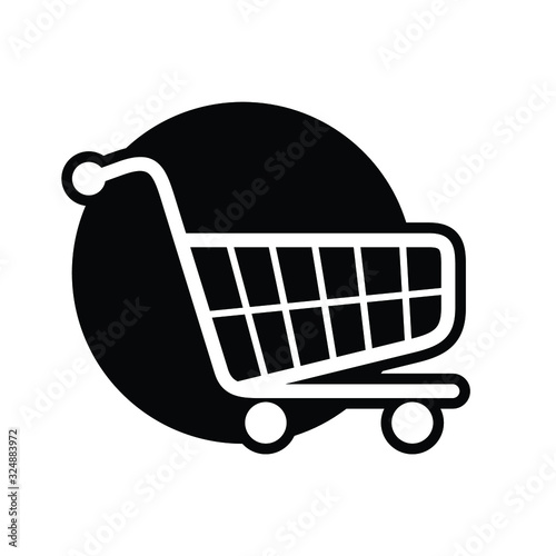 shopping cart illustration, web icon, flat style