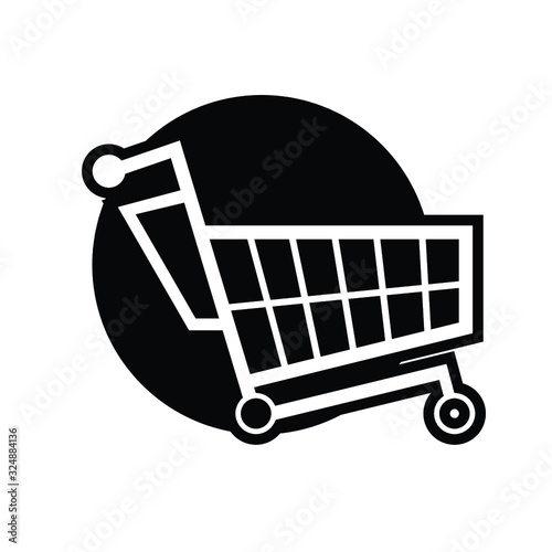 shopping cart illustration, web icon, flat style