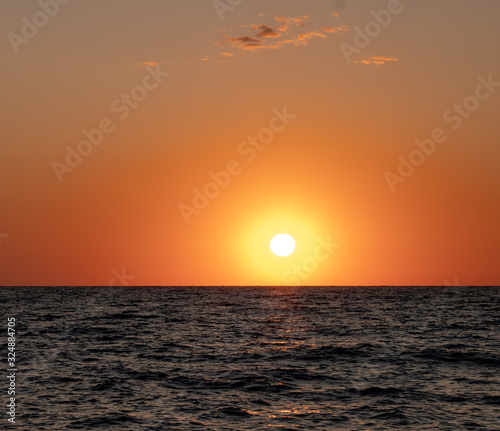 Sunset on the Black Sea in Sochi on a summer hot day