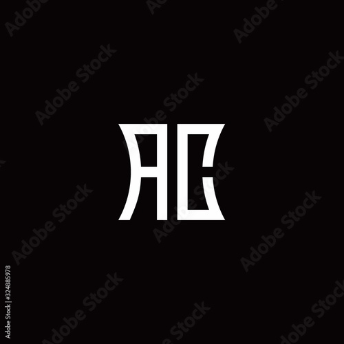 AC monogram logo with curved side style design template