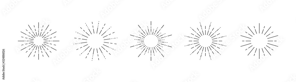 Obraz premium Starburst set on a white background. Isolated background. Vector