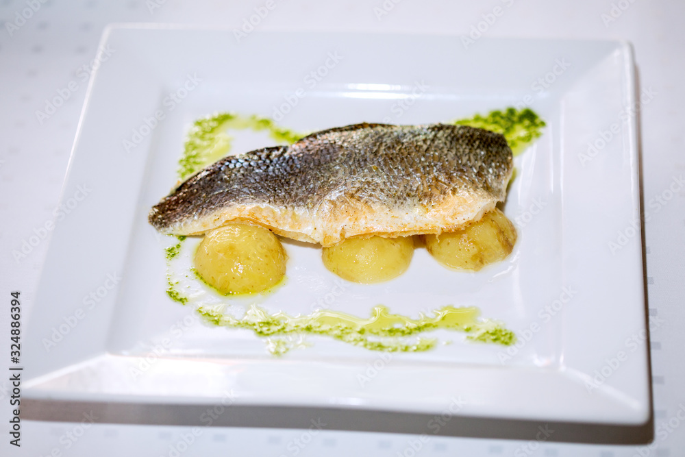 Fried Dorada Fillet with egg, chives and thyme Fried Dorada Fillet with egg, chives and thyme