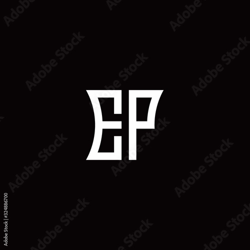 EP monogram logo with curved side style design template