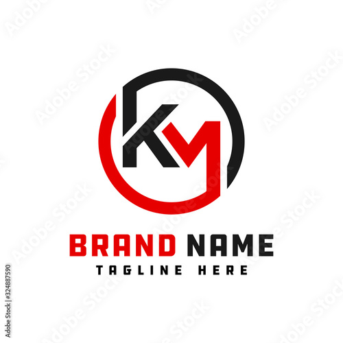 monogram logo design letter KM
