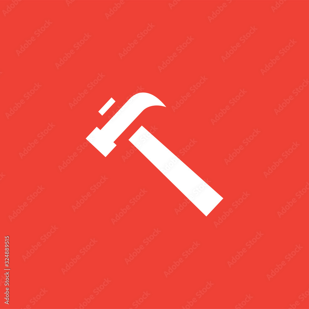 Hammer Red Icon On White Background. Red Flat Style Vector Illustration Hammer Red Icon On White Background. Red Flat Style Vector Illustration