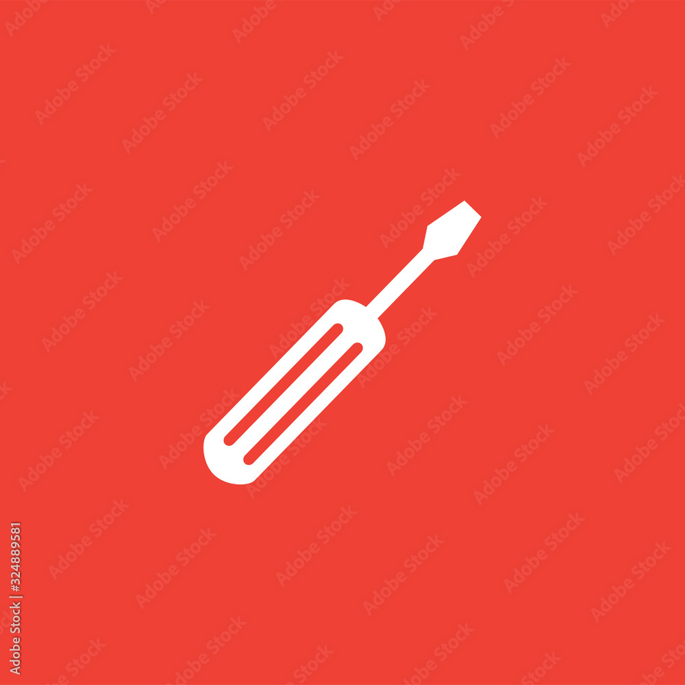 Screwdriver Red Icon On White Background. Red Flat Style Vector Illustration Screwdriver Red Icon On White Background. Red Flat Style Vector Illustration