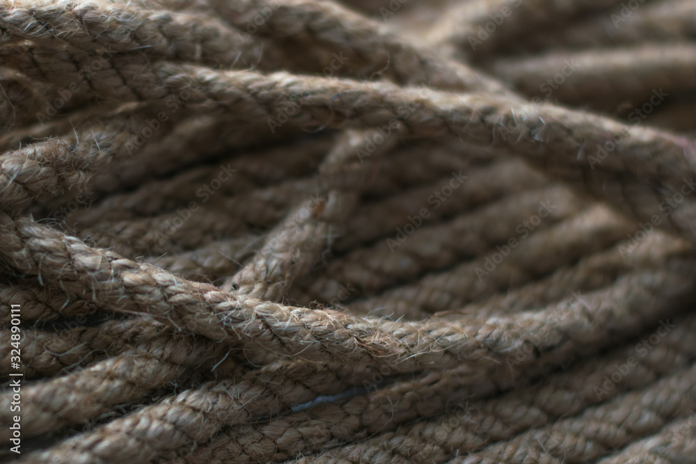 natural eco-friendly thread gray brown wool rope ship twine texture background