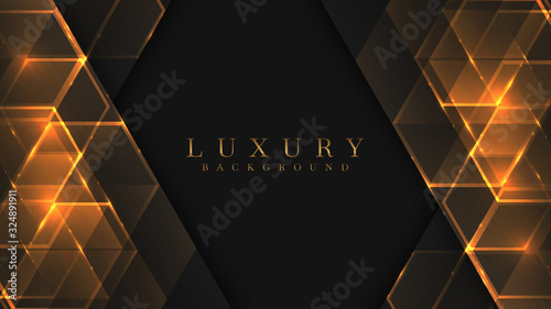 Luxury Gold Background with black metal texture in 3d abstract style. Illustration from vector about modern template design for strong feeling and technology and futurism.