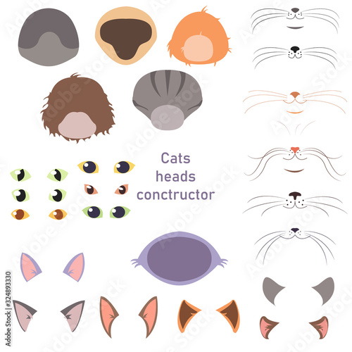 Cute cats heads breed constructor. You can create your own kitten breed.