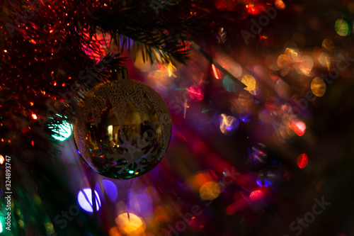 Christmas ball hanging on a Christmas tree