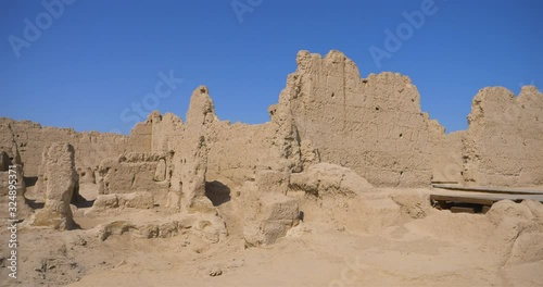 Landscape view of the Ruins of Jiaohe in Xinjiang Province China.