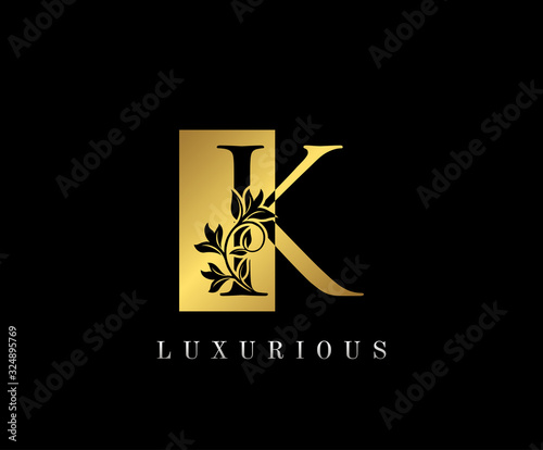 Golden K Luxury Logo Icon  Vintage Gold K Letter Logo Design.