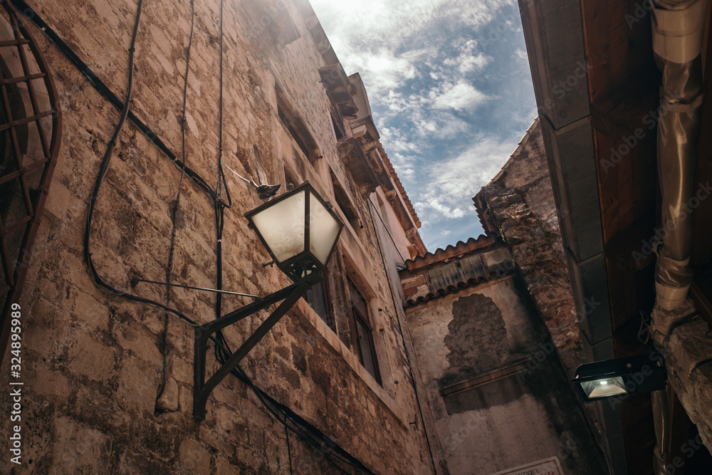 In winding narrow streets of Trogir