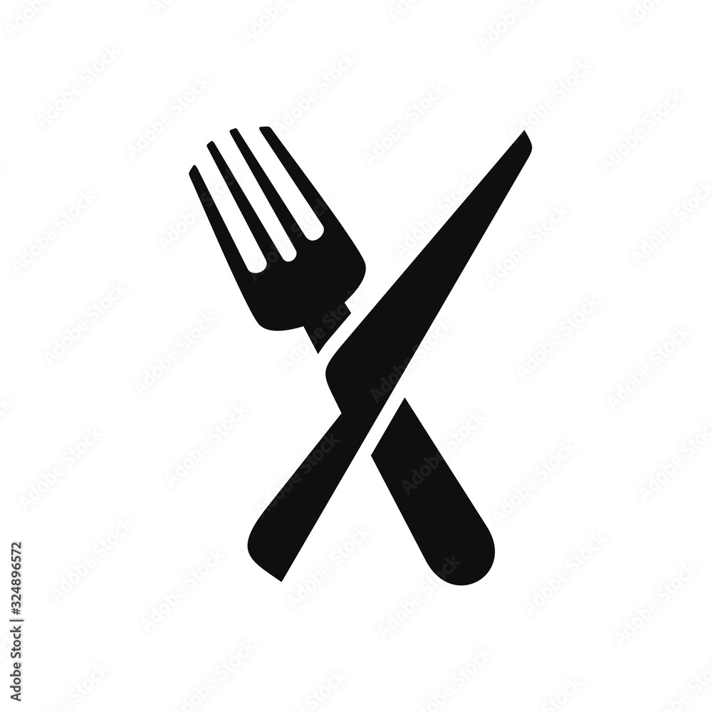 Fork knife spoon graphic symbols. Vector cutlery icons, isolated utensil image or tableware black silhouettes Fork knife spoon graphic symbols. Vector cutlery icons, isolated utensil image or tableware black silhouettes