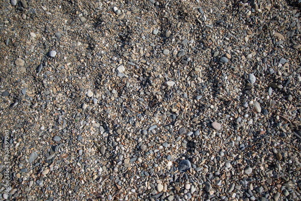Top view of river gravel rocks with copy space and no people Top view of river gravel rocks with copy space and no people