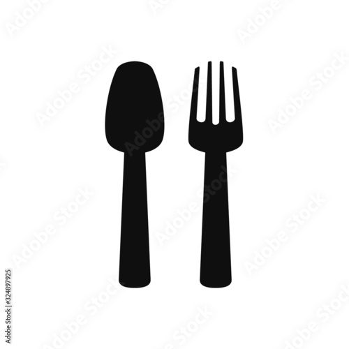 Fork knife spoon graphic symbols. Vector cutlery icons, isolated utensil image or tableware black silhouettes
