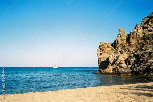 Rocks and boat on the sea