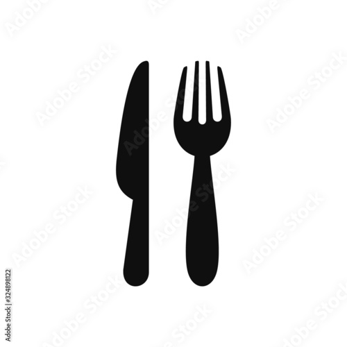 Fork knife spoon graphic symbols. Vector cutlery icons, isolated utensil image or tableware black silhouettes