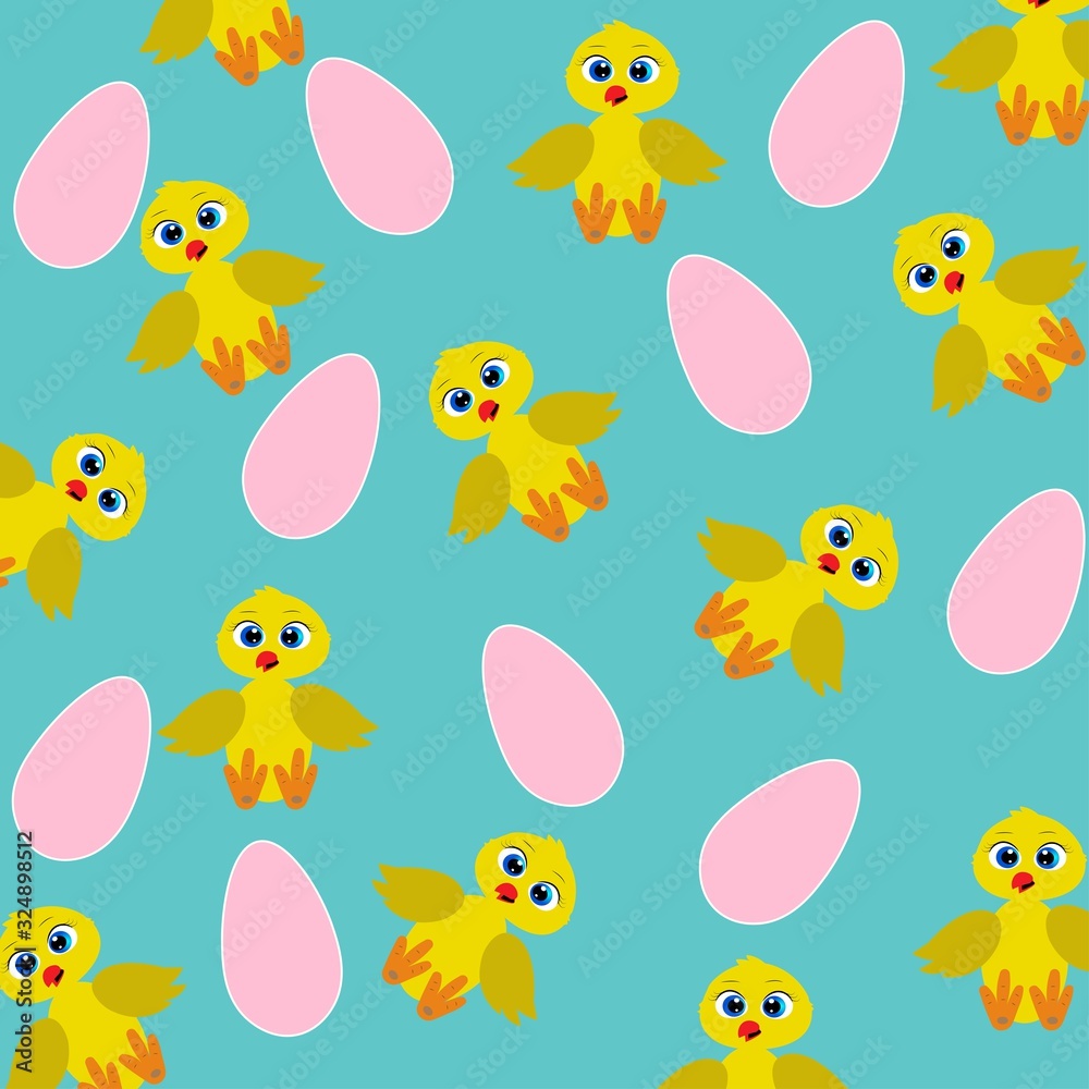 cute easter chicken illustration pattern