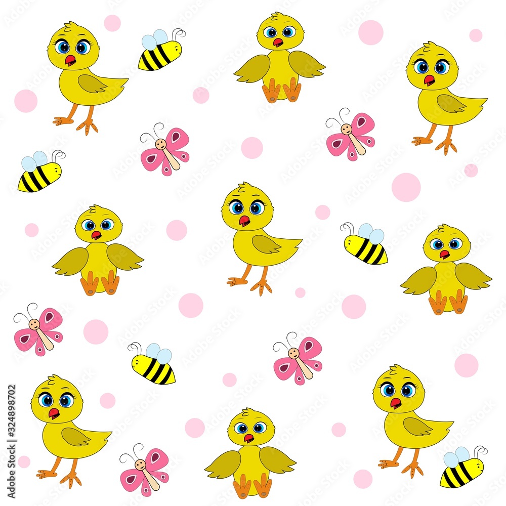 cute easter chicken illustration pattern