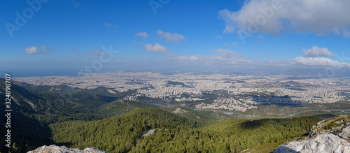 Obraz na płótnie Athens cityscape panorama from mountain Hymettus (Ymittos) w salonie