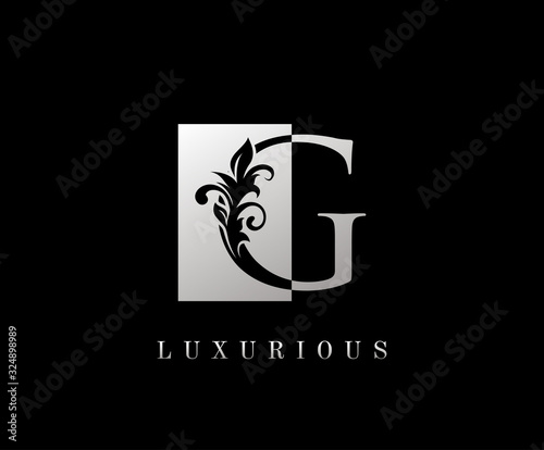 Elegant G Luxury Logo Icon  Vintage Square Silver G Letter Logo Design.