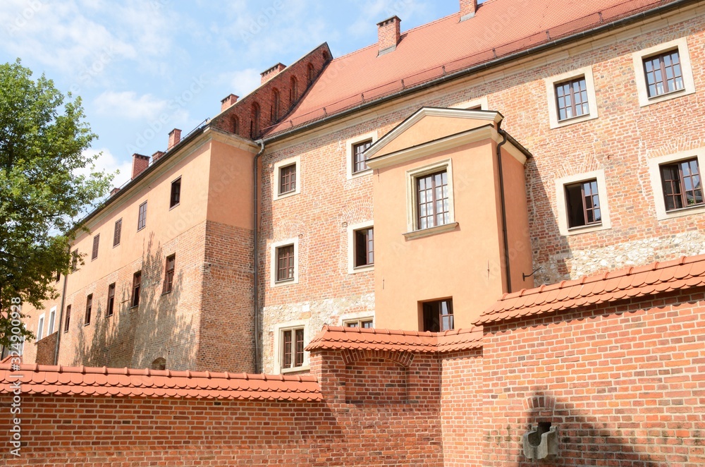 Brick buildings in Krakow, Poland