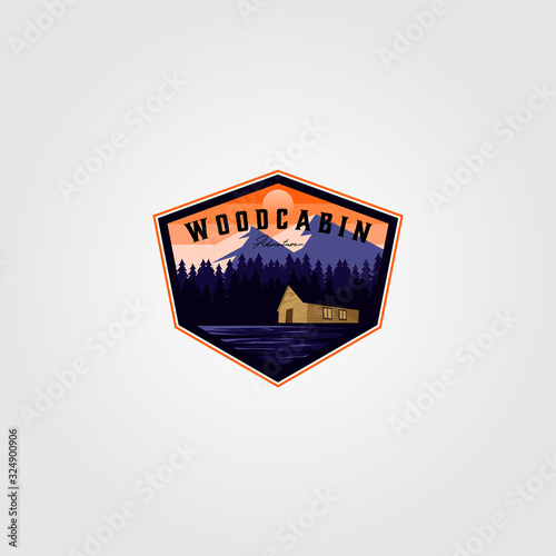 vintage cabin adventure logo vector illustration design