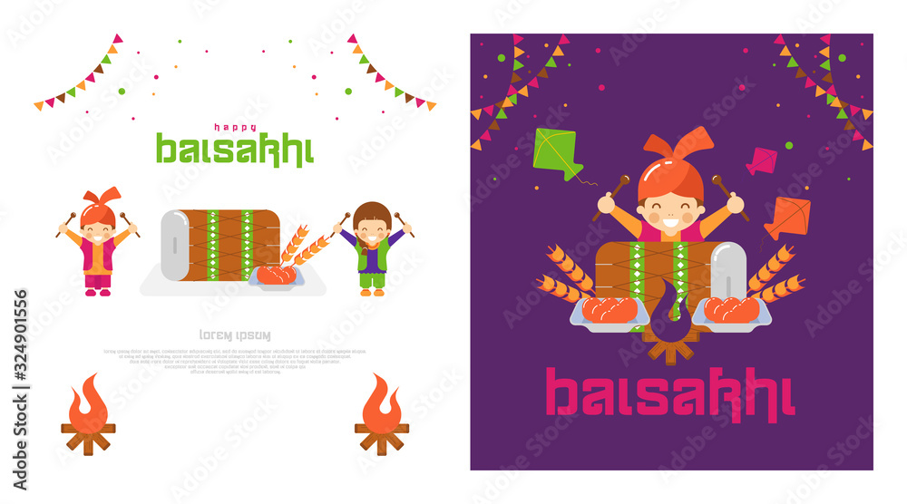 Happy baisakhi background illustration vector