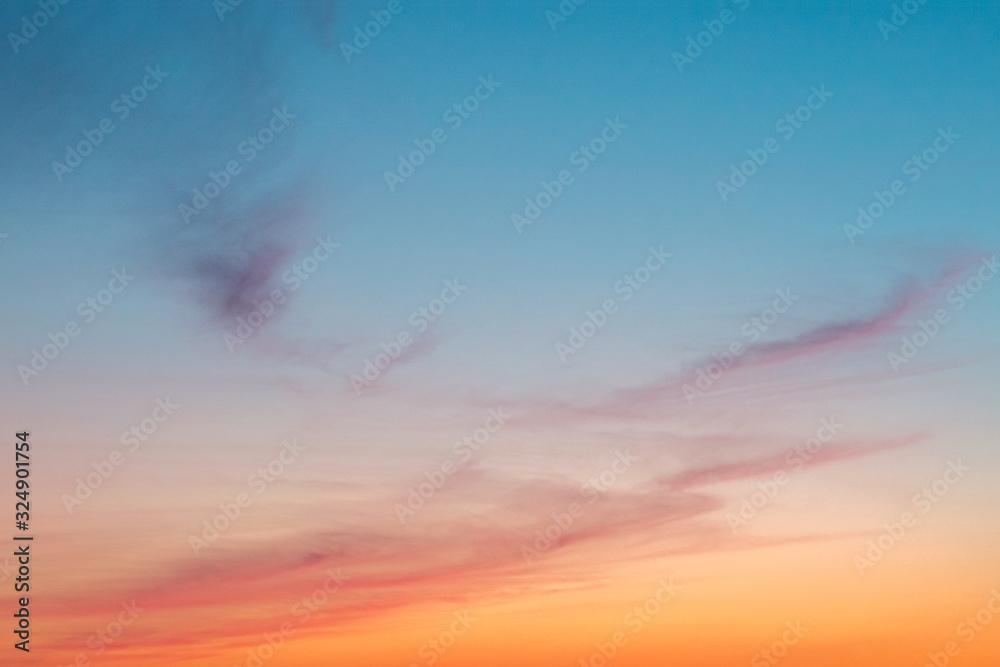Gradient sky during sunset Light cloud in the middle