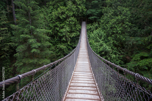 Lynn Canyon suspension bridge, British Columbia. The bridge sways slightly when you step. North Vancouver, BC, Canada © aerrant
