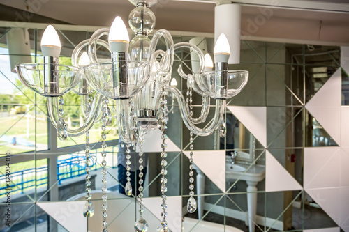 Canvas Print large chandelier with diode led lamps