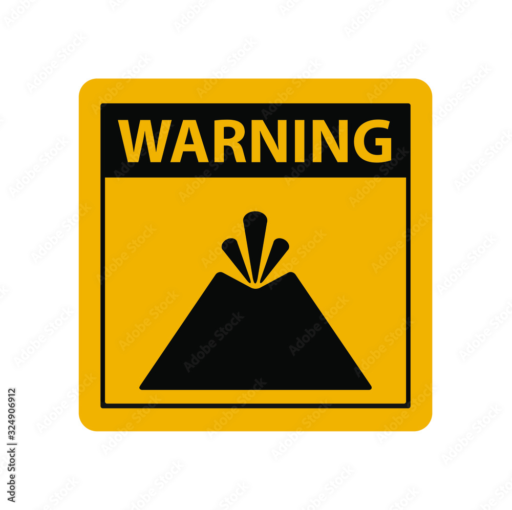 volcano sign on white background