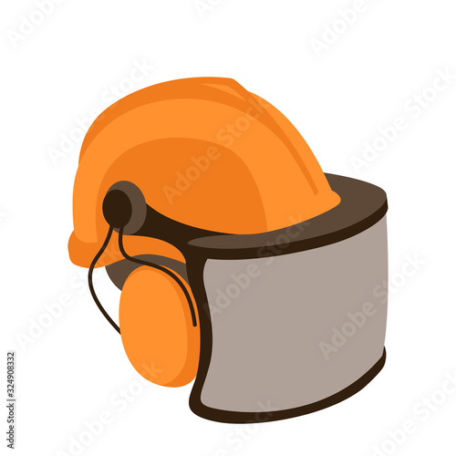 Helmet of woodcutter,  vector illustration,flat