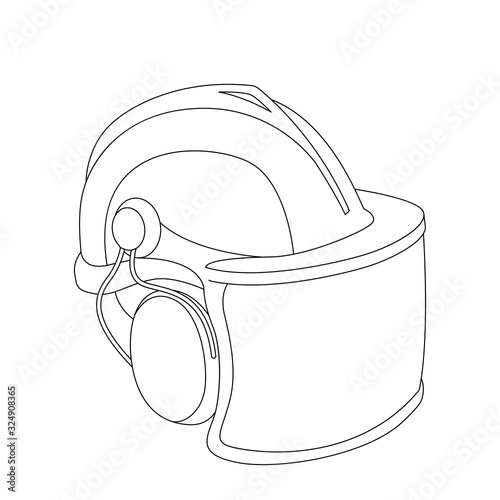 Helmet of woodcutter,  vector illustration, lining