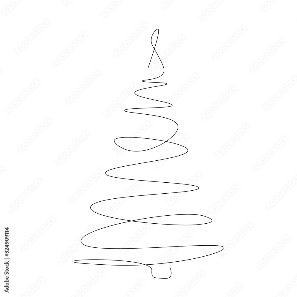 Christmas tree one line drawing, vector illustration Christmas tree one line drawing, vector illustration